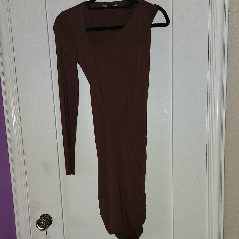 Zara Chocolate Long Sleeve Dress